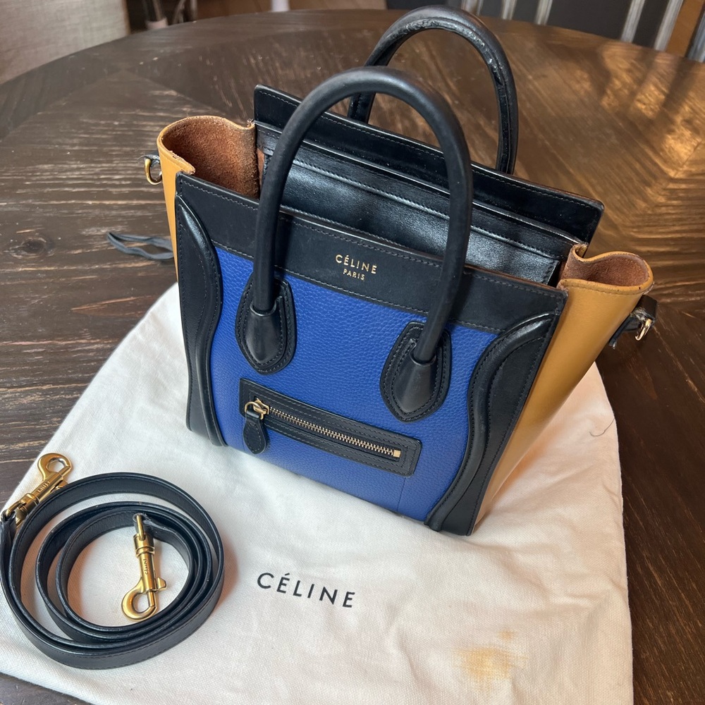 Authentic Celine Nano w/ Shoulder strap Luggage in Multi color and grain